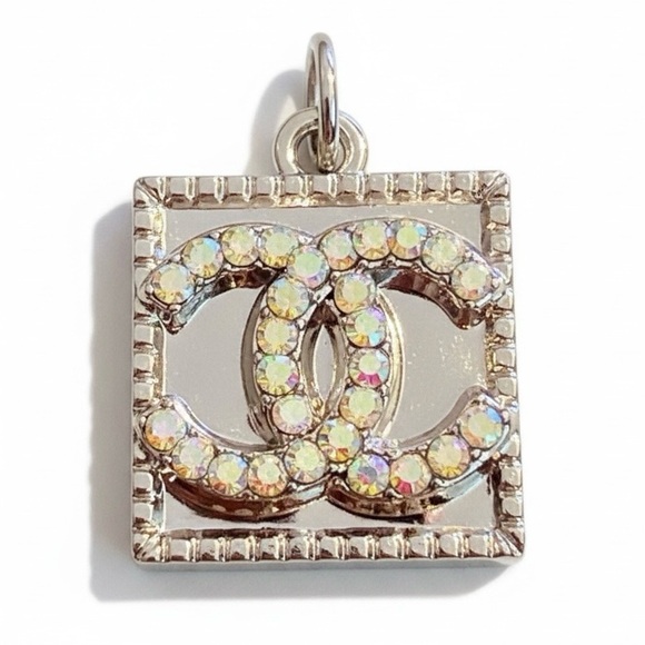 CHANEL Authentic Silver and Iridescent Accents Necklace Charm Pendant - Picture 13 of 13